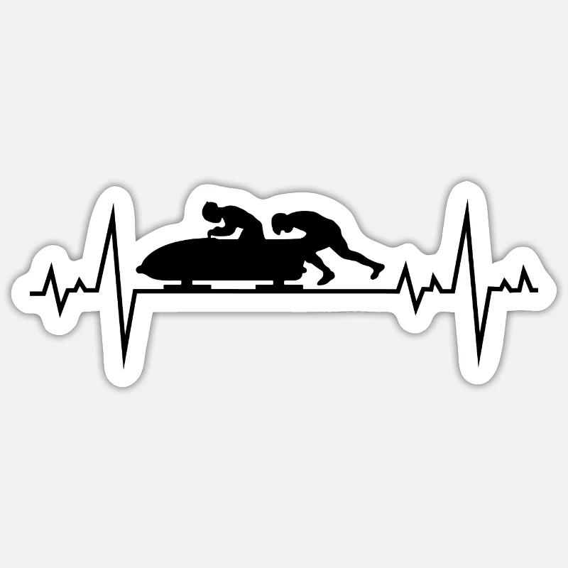 Bobsleigh Bobsled Racing Bobsleighing Heartbeat - Sticker taille S (10 x 10 cm) - blanc mat