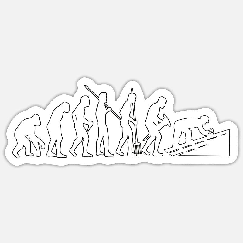 Dachdecker Evolution Handwerk Dachdeckermeister - Sticker Größe S (10 x 10 cm) - Mattweiß