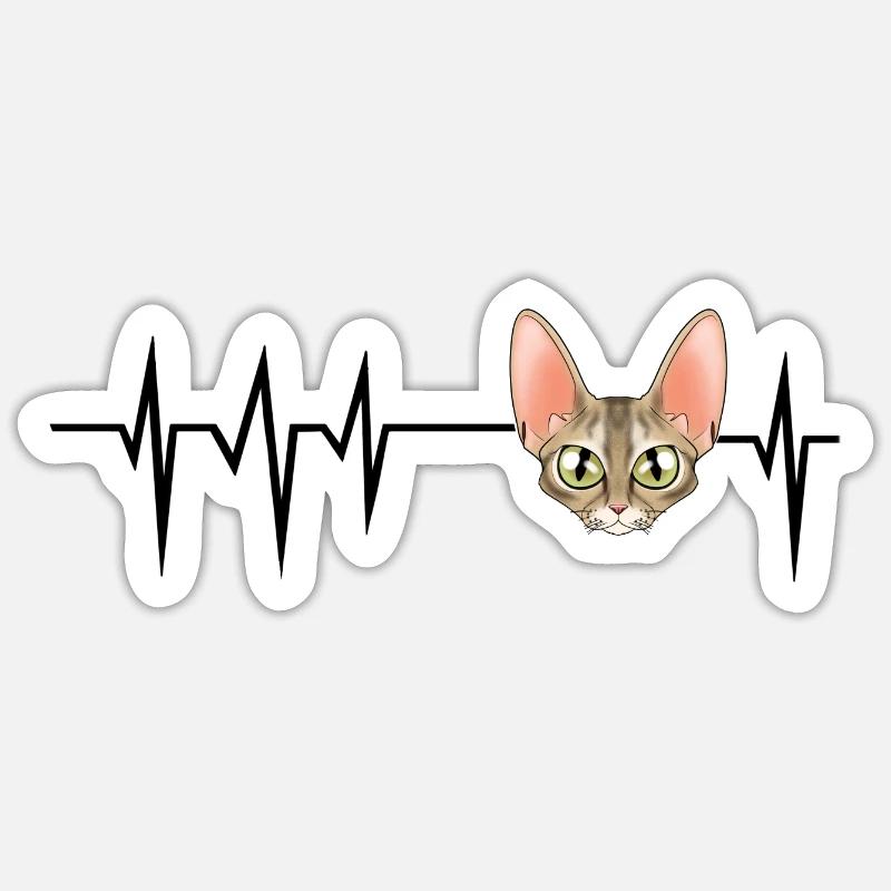 Cat Heartbeat I Devon Rex Cat Sticker size S (10 x 10 cm)