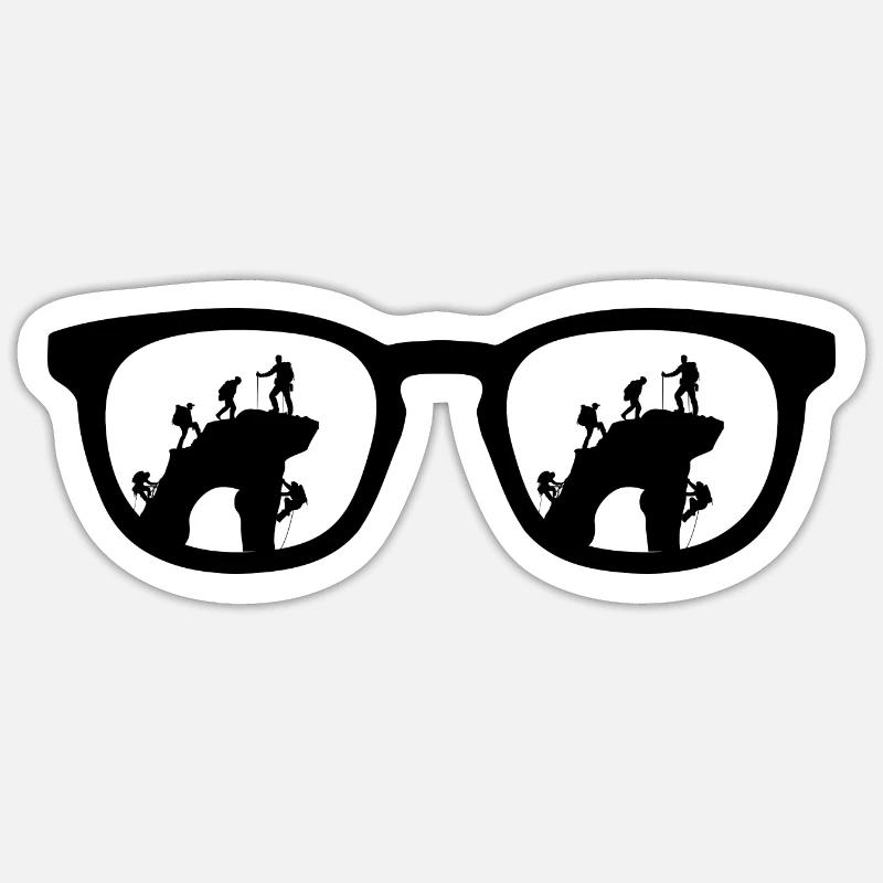 Sonnenbrille und Klettern - - Sticker Größe S (10 x 10 cm) - Mattweiß