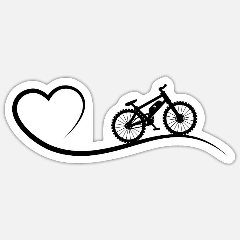 Herz und ebike - - Sticker Größe S (10 x 10 cm) - Mattweiß