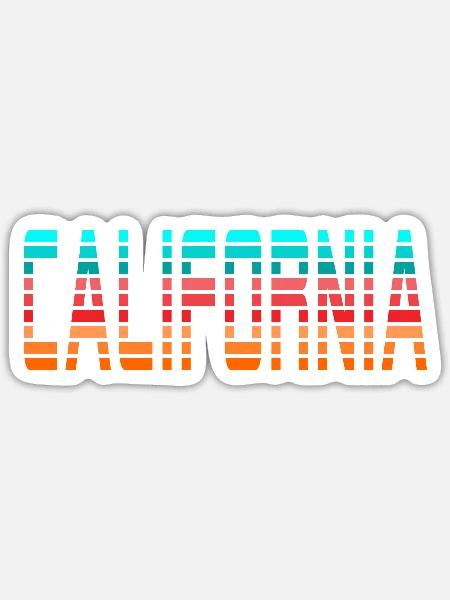 California - orange rouge bleu - Sticker taille S (10 x 10 cm) - blanc mat