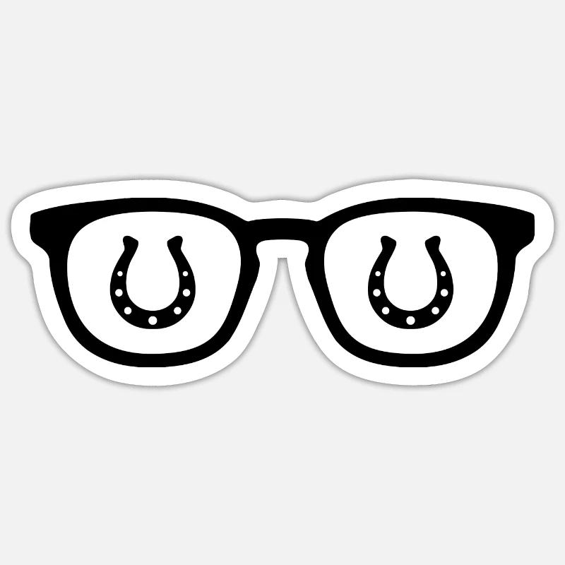 Sonnenbrille und Pferd 2 - - Sticker Größe S (10 x 10 cm) - Mattweiß