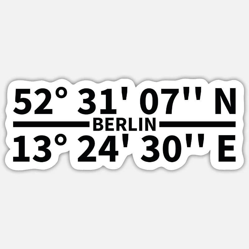 Coordonnées de Berlin - Sticker taille S (10 x 10 cm) - blanc mat