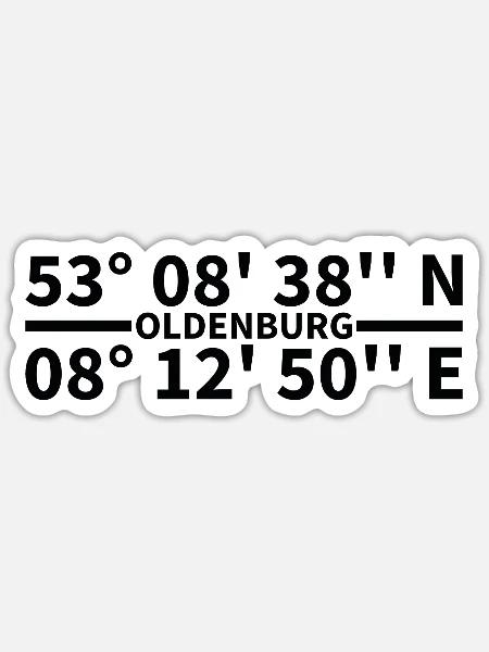 Oldenburg Koordinaten - Sticker Größe S (10 x 10 cm) - Mattweiß