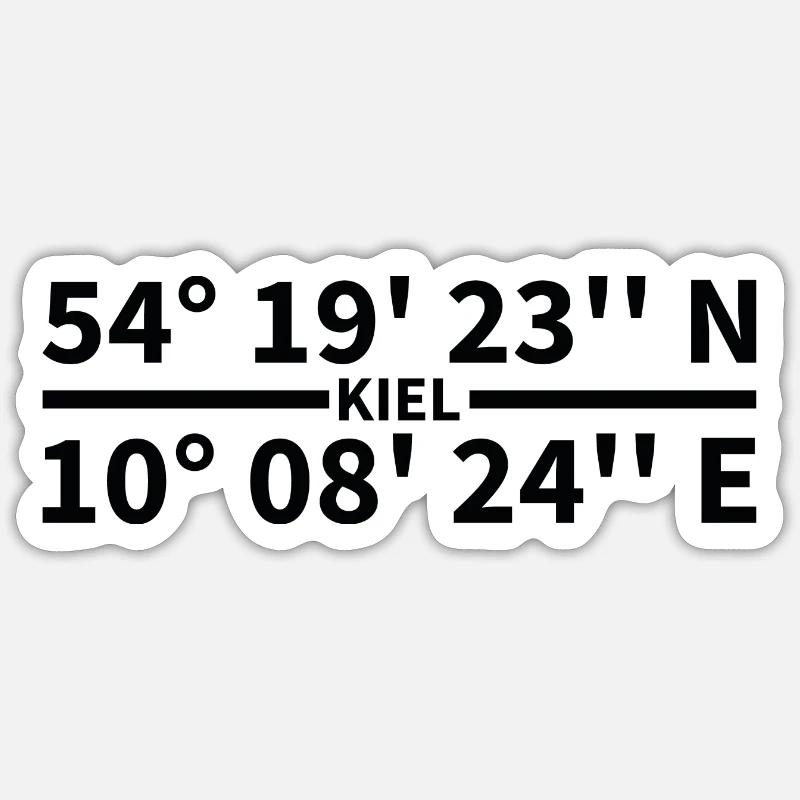 Coordonnées de Kiel - Sticker taille S (10 x 10 cm) - blanc mat
