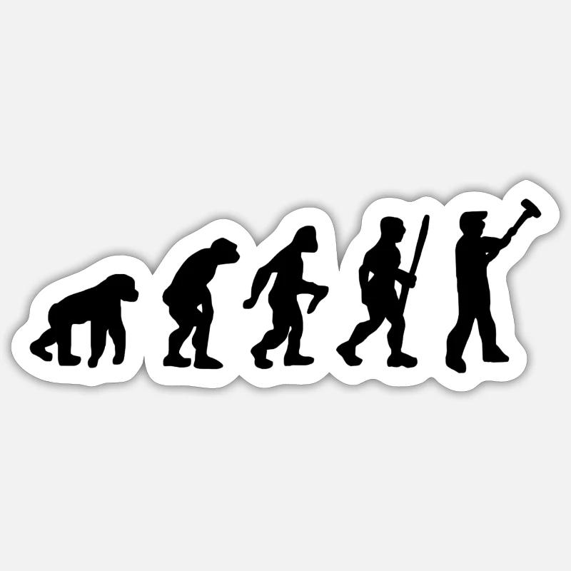 Maler und Lackierer Streichen Evolution Pinsel - Sticker Größe S (10 x 10 cm) - Mattweiß