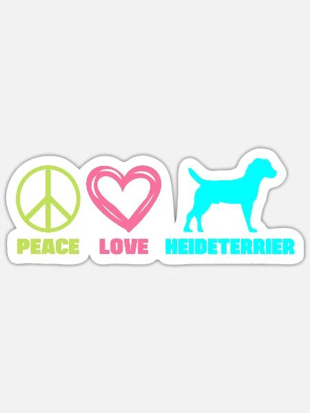 Heideterrier Mama Peace Love - Sticker Größe S (10 x 10 cm) - Mattweiß