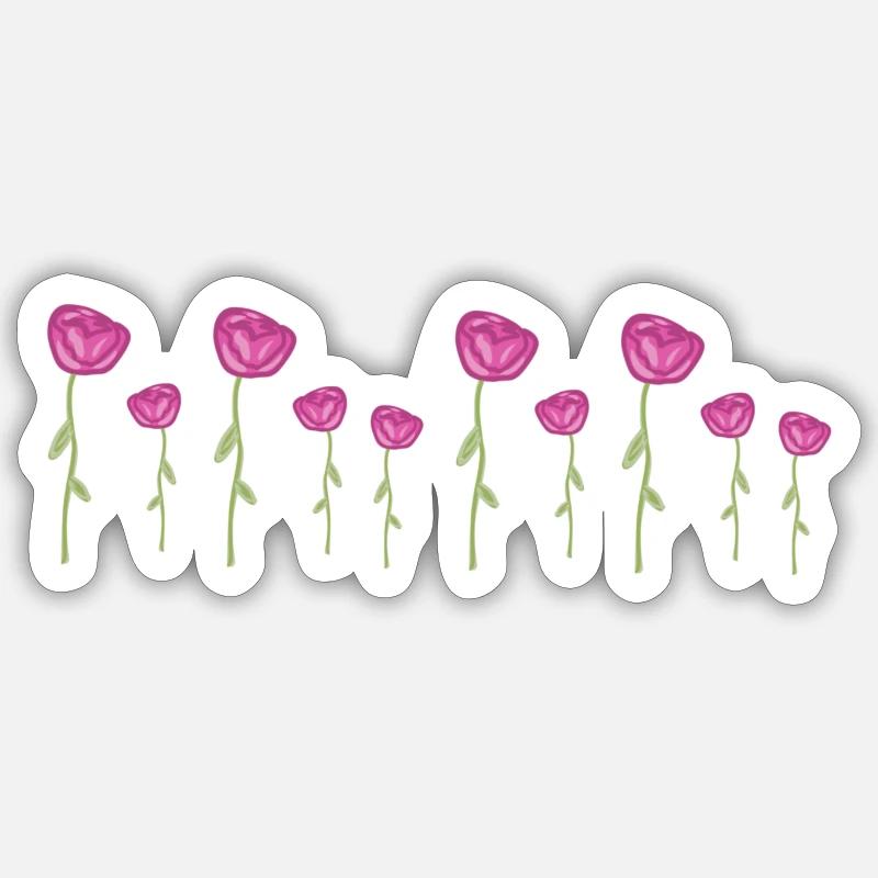 roses rose fleurs plante - Sticker taille S (10 x 10 cm) - blanc mat