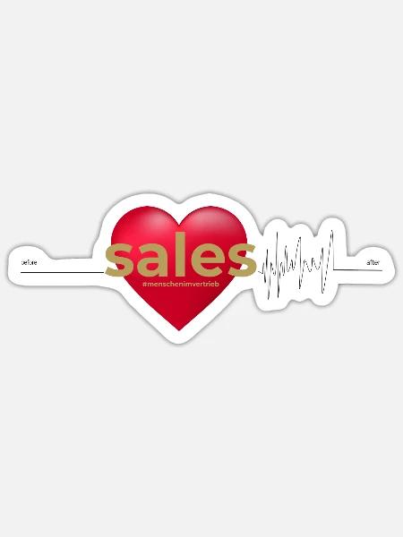 Sales Herzschlag Bild - Sticker Größe S (10 x 10 cm) - Mattweiß