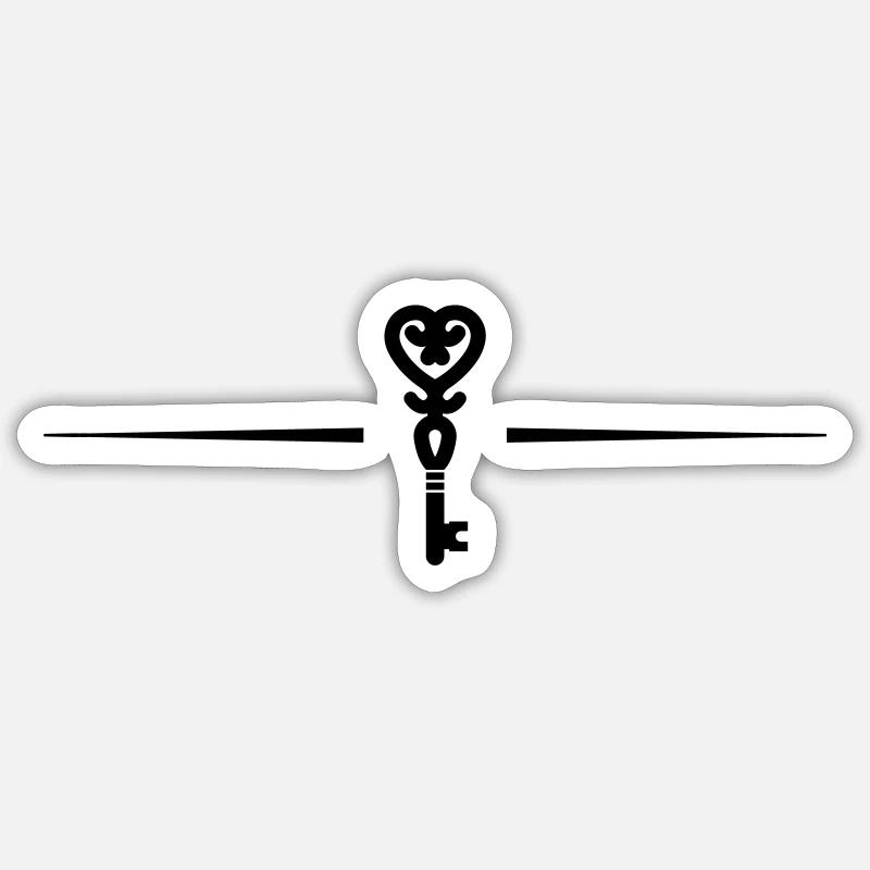 Key heart wedding line - Sticker size S (10 x 10 cm) - white matte