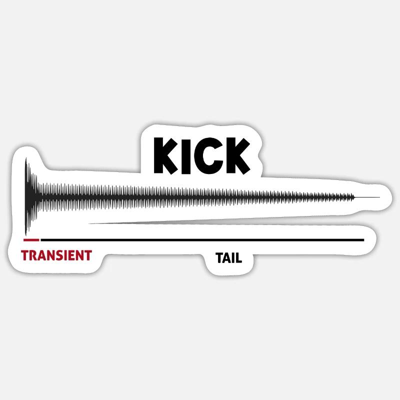 Synthétiseur Kick Drum Synth DAW Transient Tail - Sticker taille S (10 x 10 cm) - blanc mat