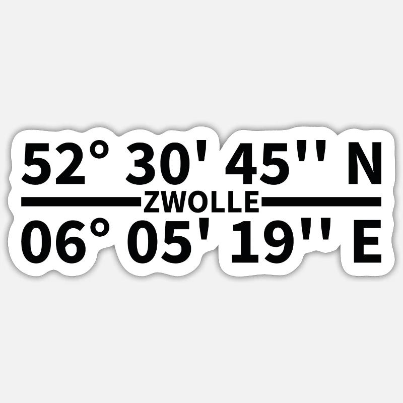 Coordonnées de Zwolle - Sticker taille S (10 x 10 cm) - blanc mat