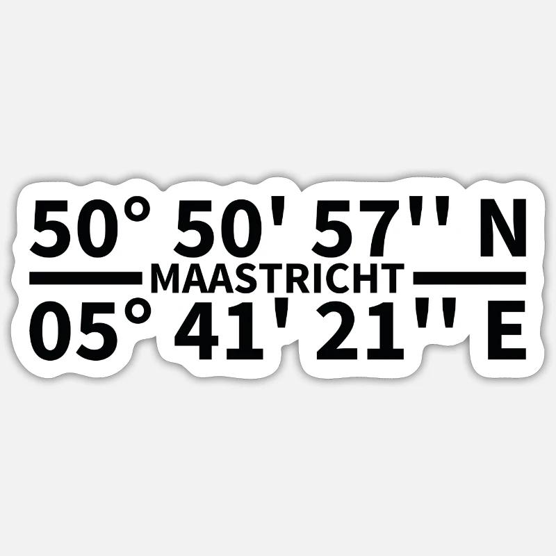 Coordonnées de Maastricht - Sticker taille S (10 x 10 cm) - blanc mat