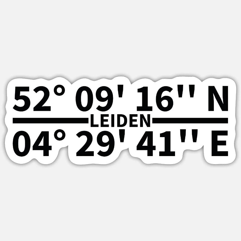 Coordonnées de Leiden - Sticker taille S (10 x 10 cm) - blanc mat