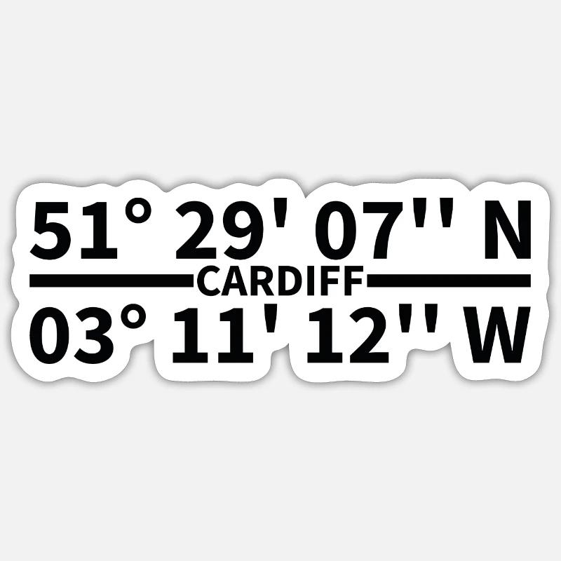 Coordonnées de Cardiff - Sticker taille S (10 x 10 cm) - blanc mat