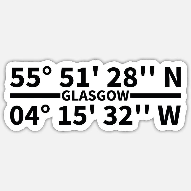 Glasgow coordinates - Sticker size S (10 x 10 cm) - white matte