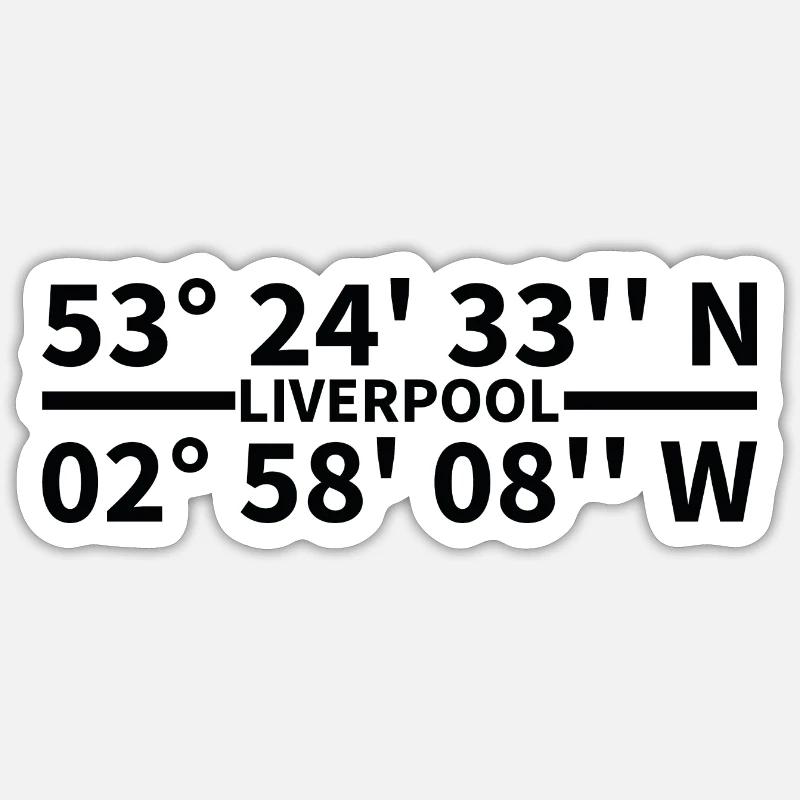 Coordonnées de Liverpool - Sticker taille S (10 x 10 cm) - blanc mat