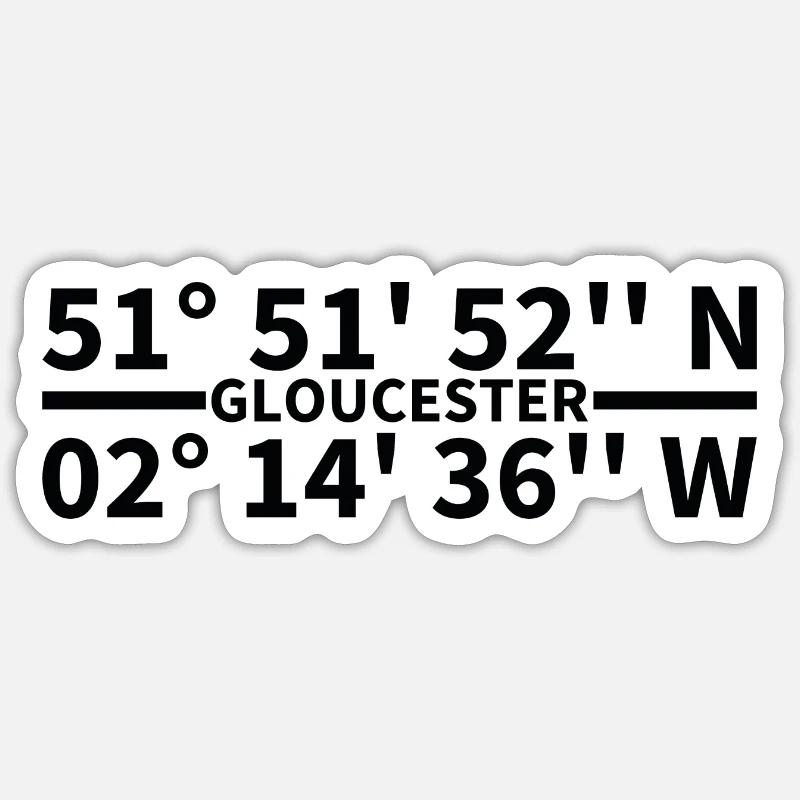 Coordonnées de Gloucester - Sticker taille S (10 x 10 cm) - blanc mat