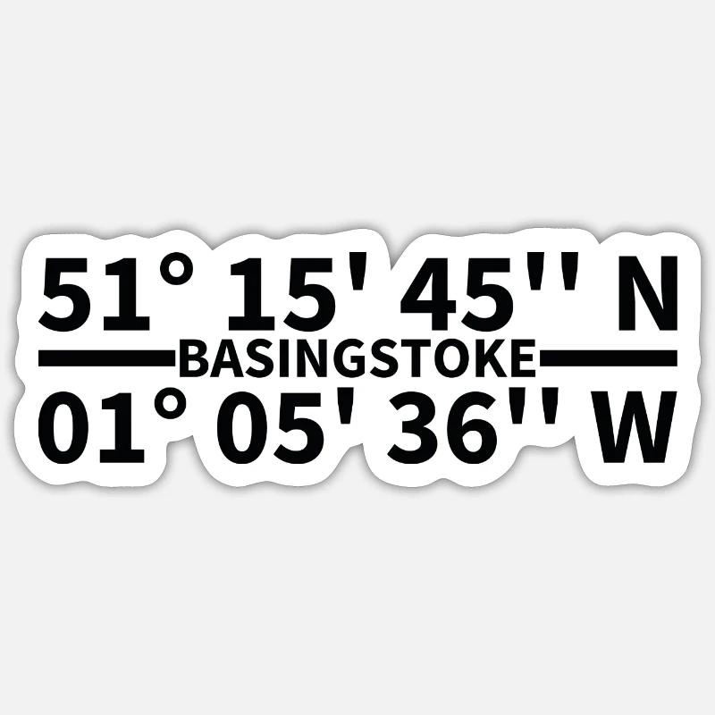 Basingstoke coordinates - Sticker size S (10 x 10 cm) - white matte