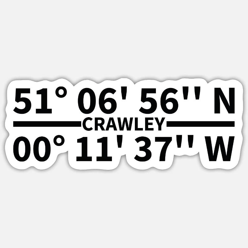 Crawley coordinates - Sticker size S (10 x 10 cm) - white matte