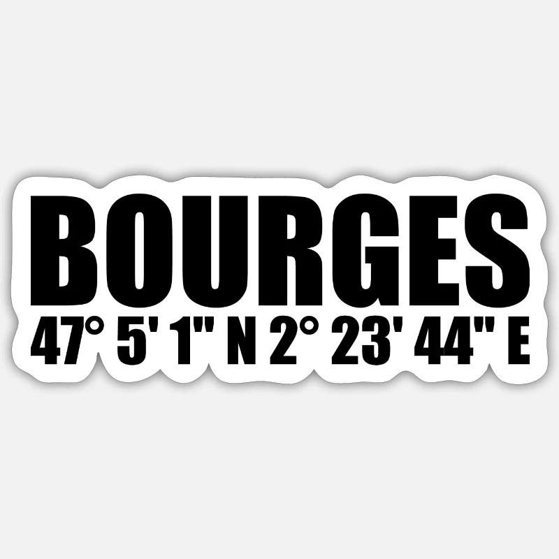 Coordonnées de Bourges - Sticker taille S (10 x 10 cm) - blanc mat