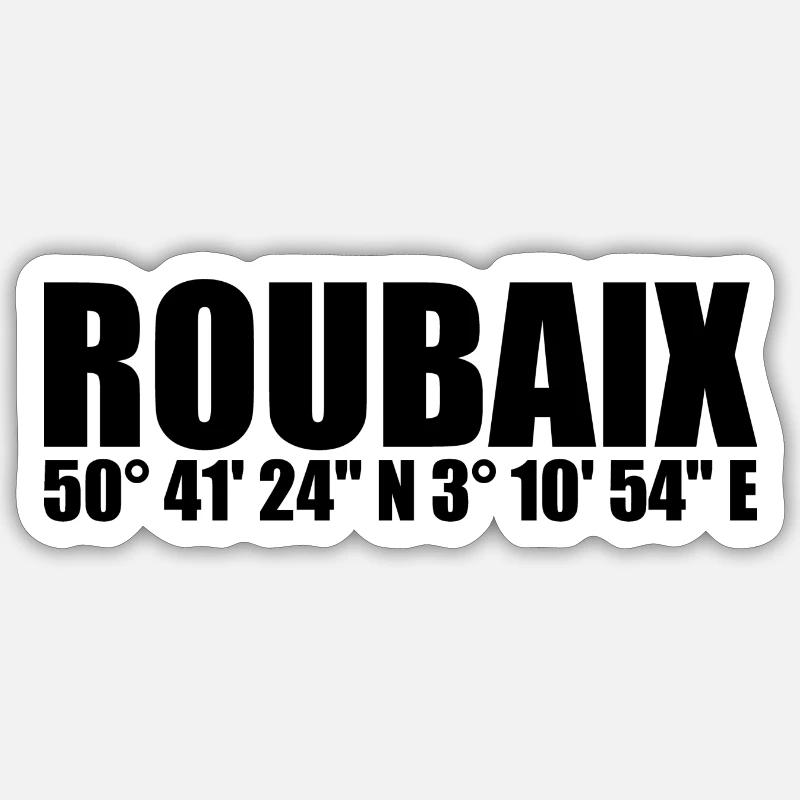 Coordonnées de Roubaix - Sticker taille S (10 x 10 cm) - blanc mat