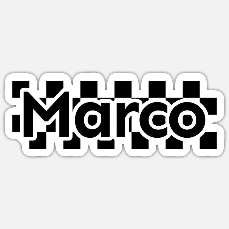 Checkerboard Text First Name Man Last Name Marco Sticker size S (10 x 10 cm)