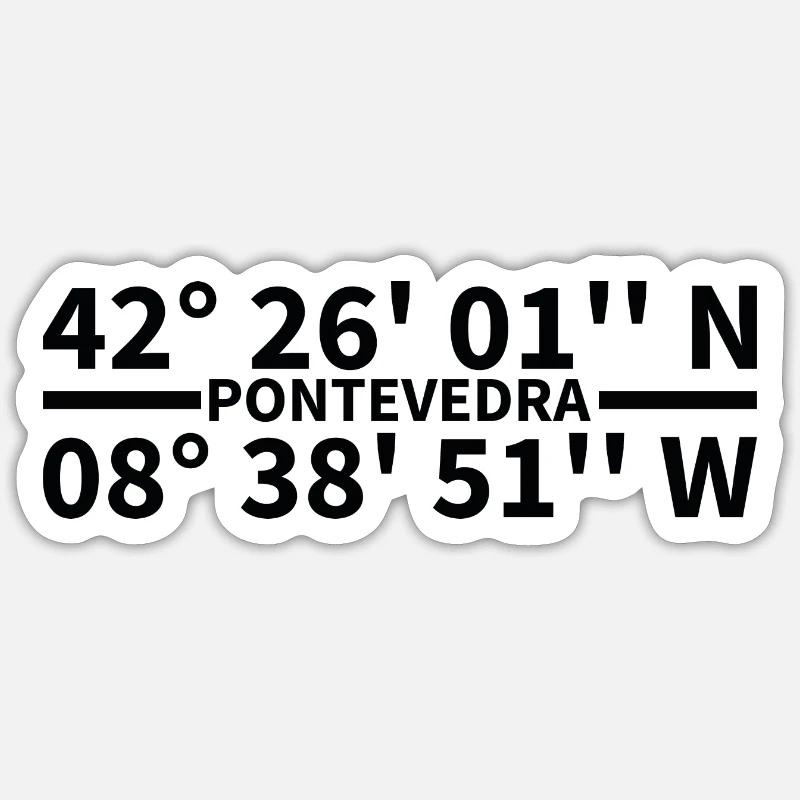 Coordonnées de Pontevedra - Sticker taille S (10 x 10 cm) - blanc mat