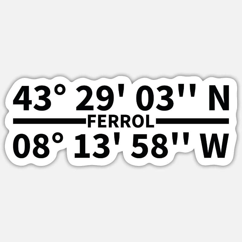 Coordonnées Ferrol - Sticker taille S (10 x 10 cm) - blanc mat
