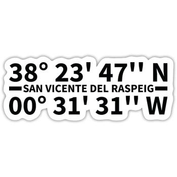 Coordonnées de San Vicente del Raspeig - Sticker taille S (10 x 10 cm) - blanc mat - Devant