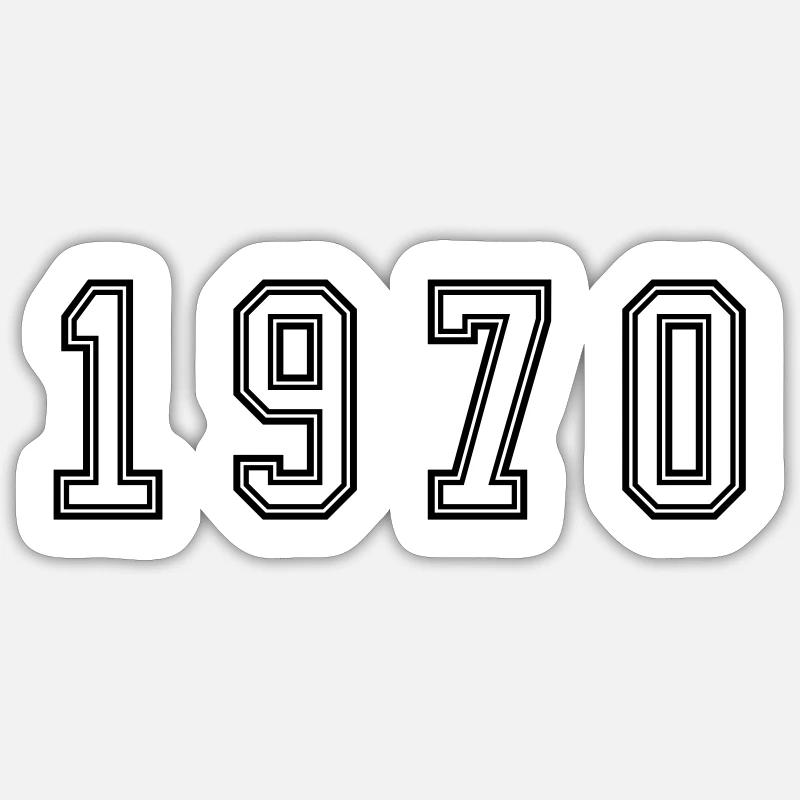 Numéro de l’année 1970 - Sticker taille S (10 x 10 cm) - blanc mat