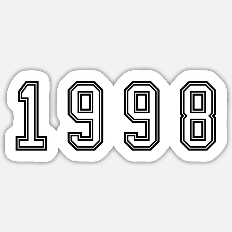 Numéro de l’année 1998 - Sticker taille S (10 x 10 cm) - blanc mat