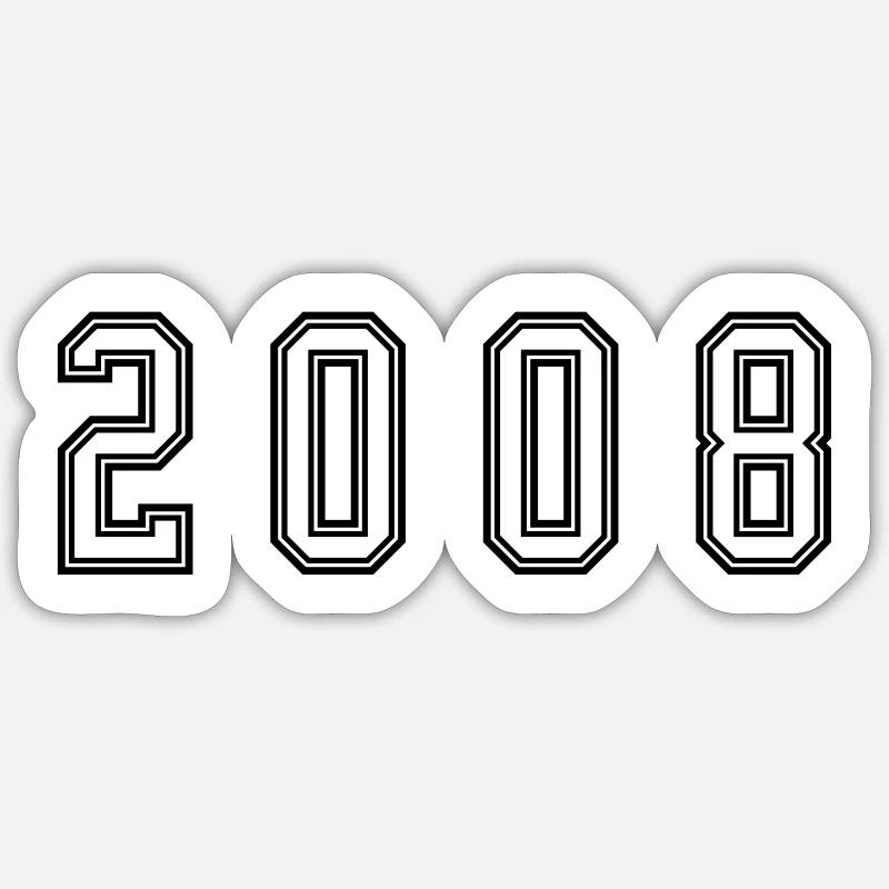 Numéro de l’année 2008 - Sticker taille S (10 x 10 cm) - blanc mat