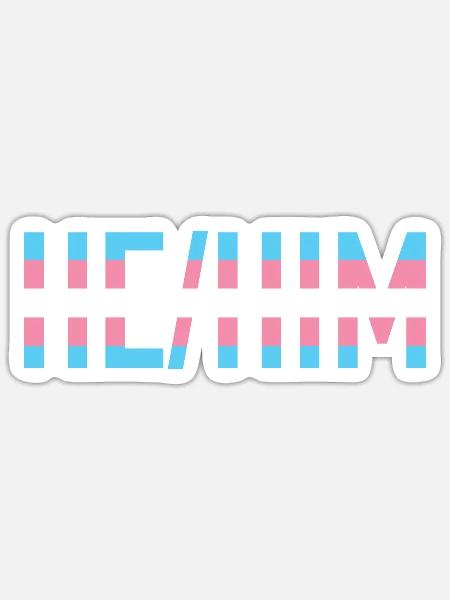 He Him Pronomen Transgender LGBTQ Transsexuell - Sticker Größe S (10 x 10 cm) - Mattweiß