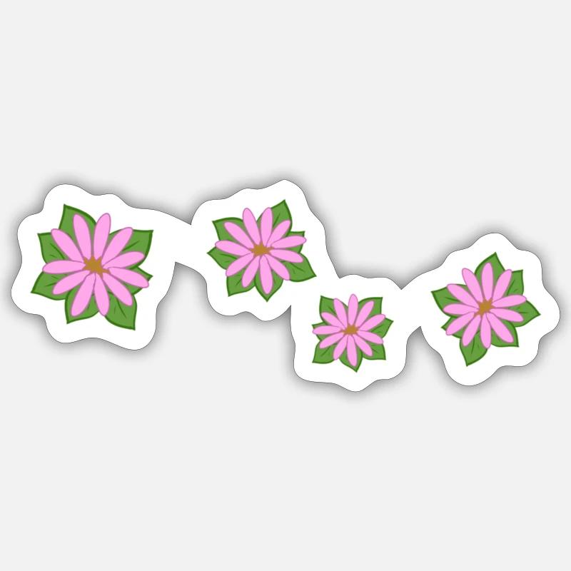 vier blumen rosa - Sticker Größe S (10 x 10 cm) - Mattweiß