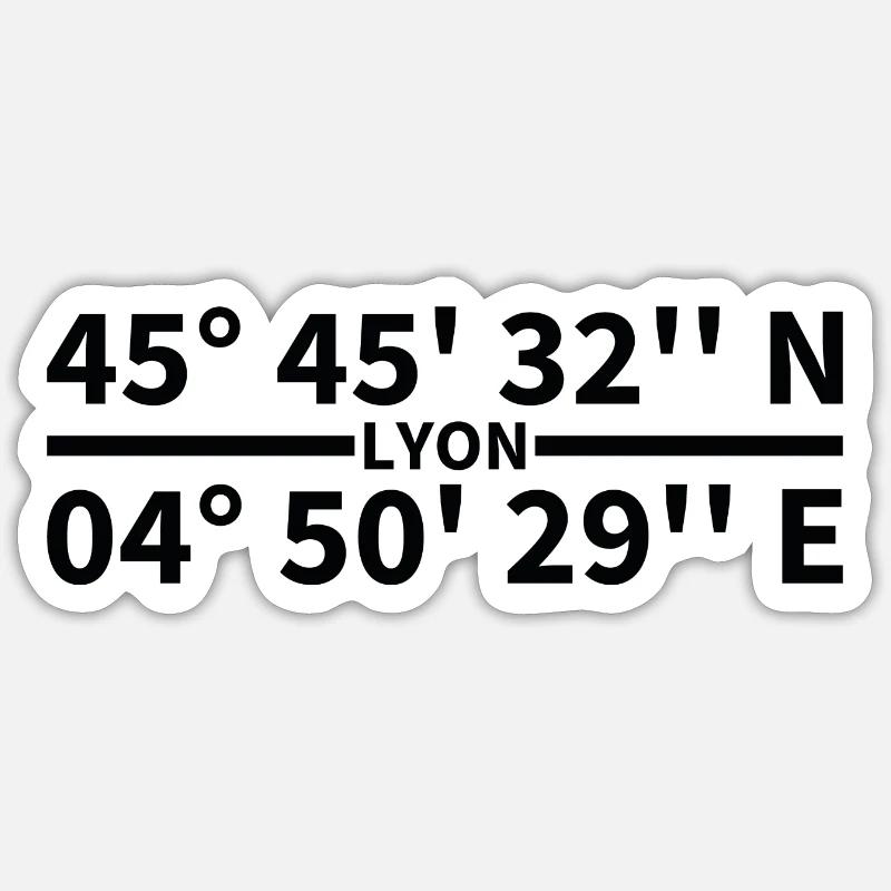 Lyon coordinates Sticker size S (10 x 10 cm)
