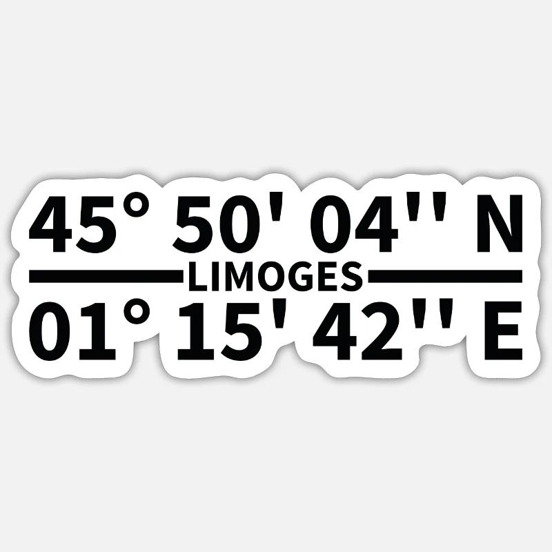 Coordonnées de Limoges - Sticker taille S (10 x 10 cm) - blanc mat