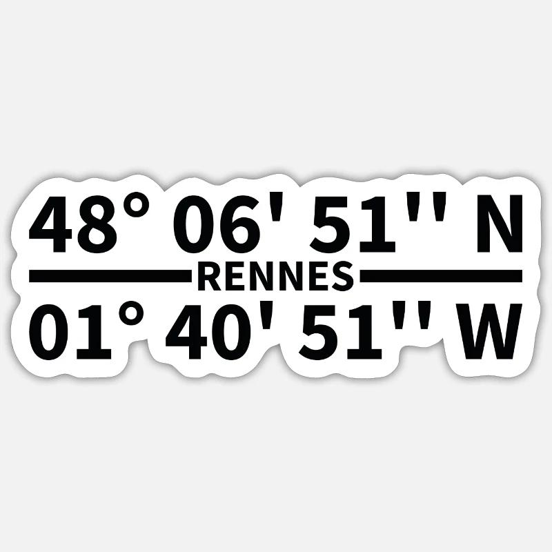 Rennes coordinates Sticker size S (10 x 10 cm)