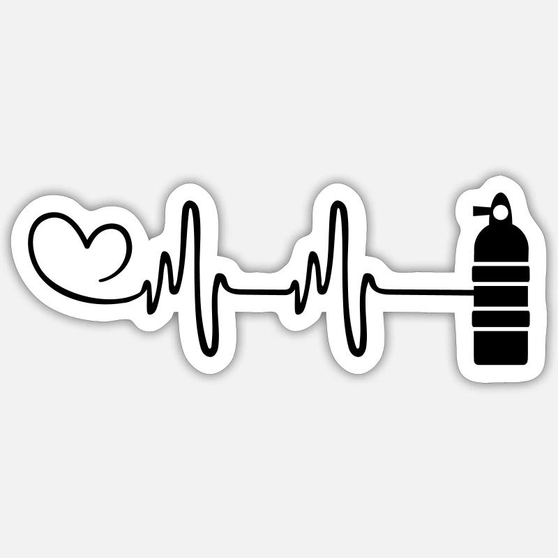 Oxygen Diving Pulse Heart - Sticker taille S (10 x 10 cm) - blanc mat