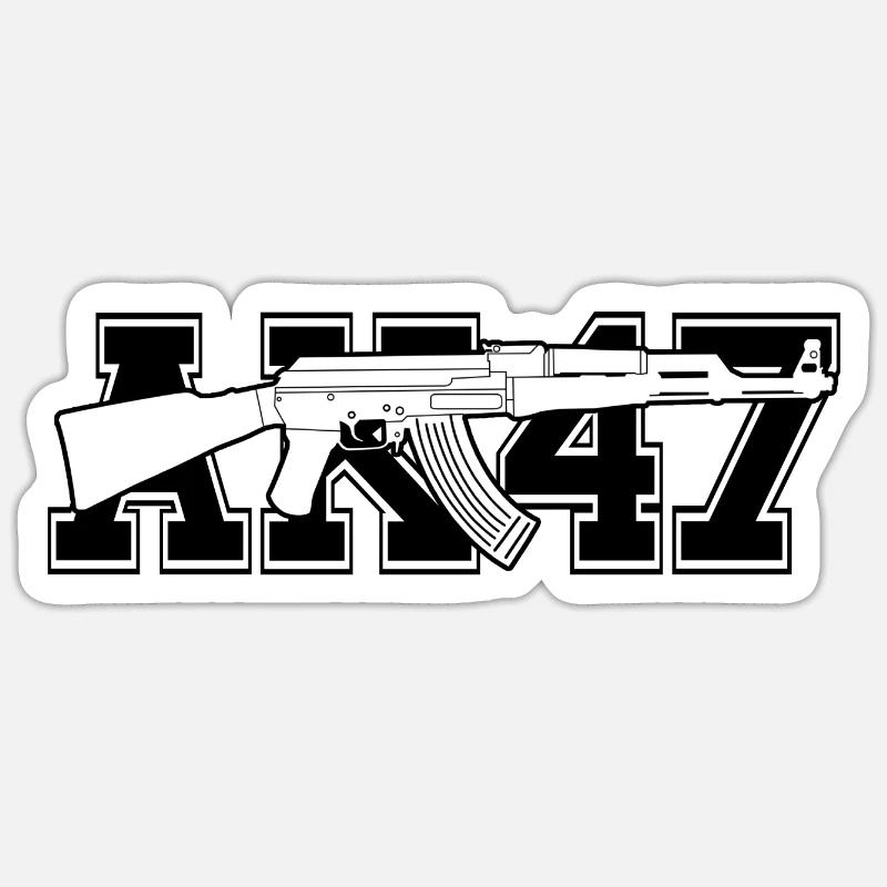 AK47 - Sticker taille S (10 x 10 cm) - blanc mat