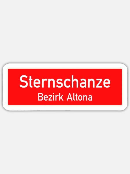 Sternschanze - Hamburg Ortsschild/Bezirksschild - Sticker Größe S (10 x 10 cm) - Mattweiß