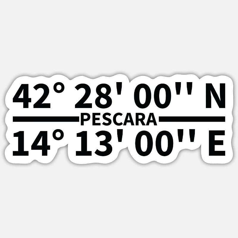 Coordonnées de Pescara - Sticker taille S (10 x 10 cm) - blanc mat