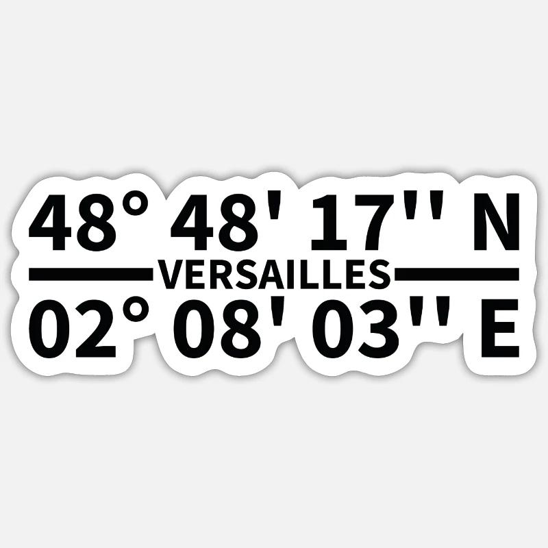 Coordonnées de Versailles - Sticker taille S (10 x 10 cm) - blanc mat