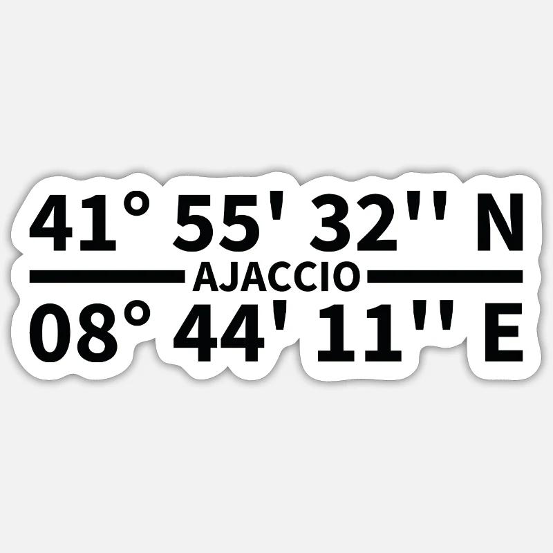 Coordonnées d’Ajaccio - Sticker taille S (10 x 10 cm) - blanc mat