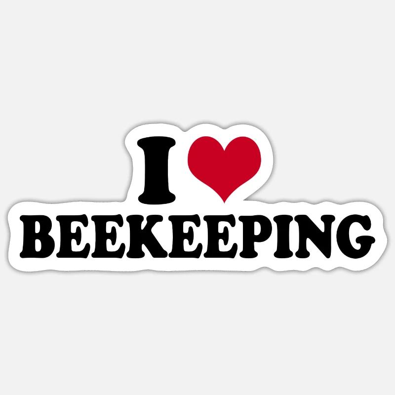 J’aime l’apiculture Les apiculteurs - Sticker taille S (10 x 10 cm) - blanc mat