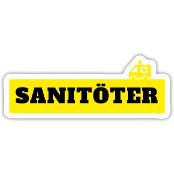 Sanitöter für Rettungsdienst - Rettungssanitäter - Sticker Größe S (10 x 10 cm) - Mattweiß - Vorne