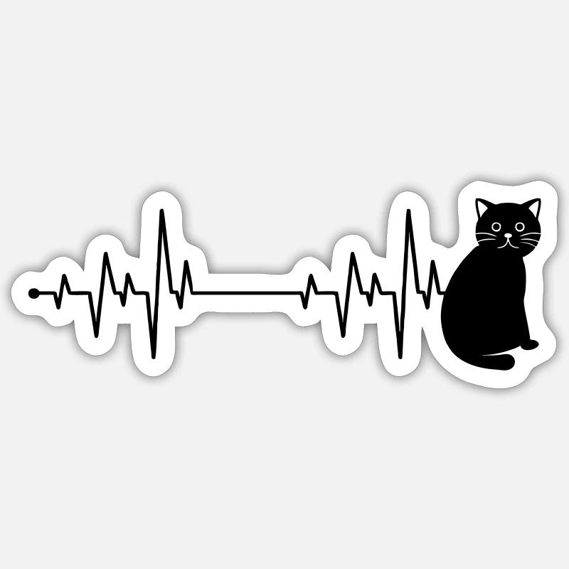 Amour de chat - Sticker taille S (10 x 10 cm) - blanc mat