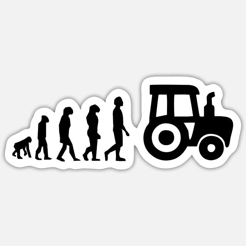 Tracteur évolution - Sticker taille S (10 x 10 cm) - blanc mat