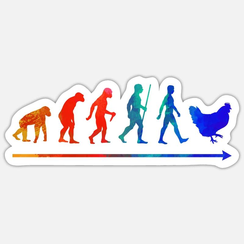 Chicken Evolution Sticker size S (10 x 10 cm)